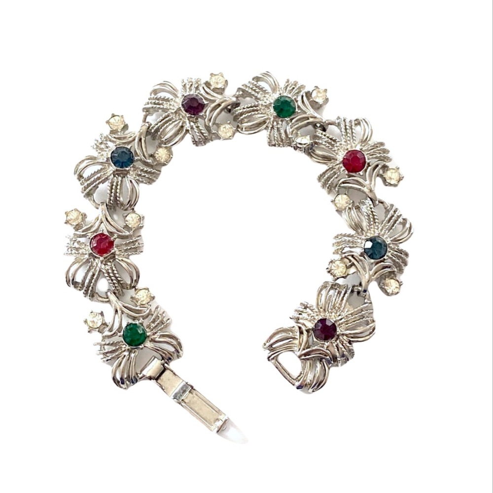 Vintage Rhinestone Silver Bracelet